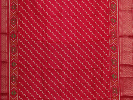 Semi dola pack of 5 multi colour with allover ikat weaves and zari woven border