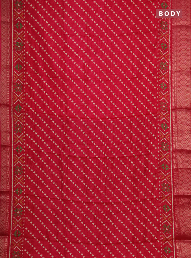 Semi dola pack of 5 multi colour with allover ikat weaves and zari woven border