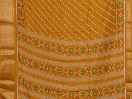 Semi dola pack of 5 multi colour with allover ikat weaves and zari woven border
