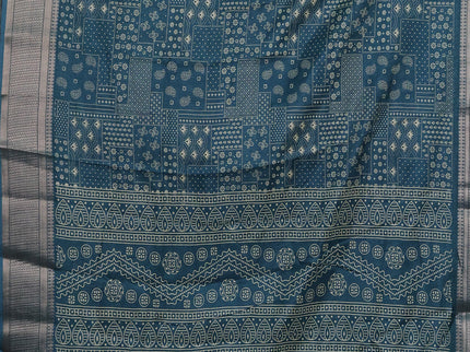 Semi dola pack of 5 multi colour and multi design with allover prints and zari woven border