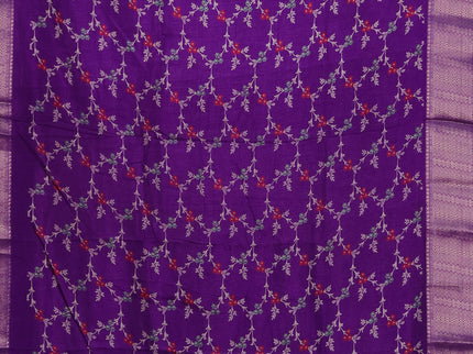 Semi dola pack of 5 multi colour and multi design with allover prints and zari woven border