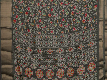 Semi dola pack of 5 multi colour and multi design with allover prints and zari woven border