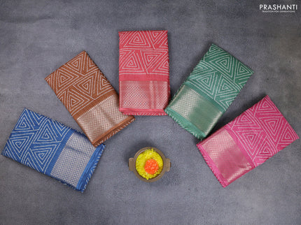 Semi dola pack of 5 multi colour with allover geometric prints and zari woven border