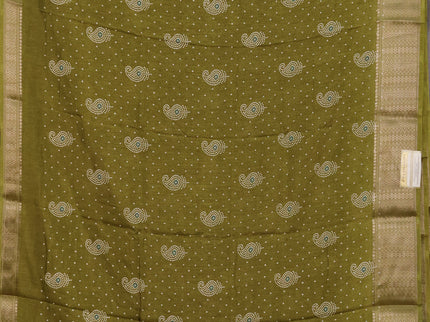 Semi dola pack of 5 multi colour with allover bandhani butta prints and zari woven border