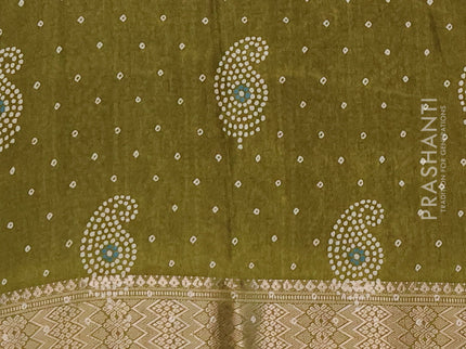 Semi dola pack of 5 multi colour with allover bandhani butta prints and zari woven border