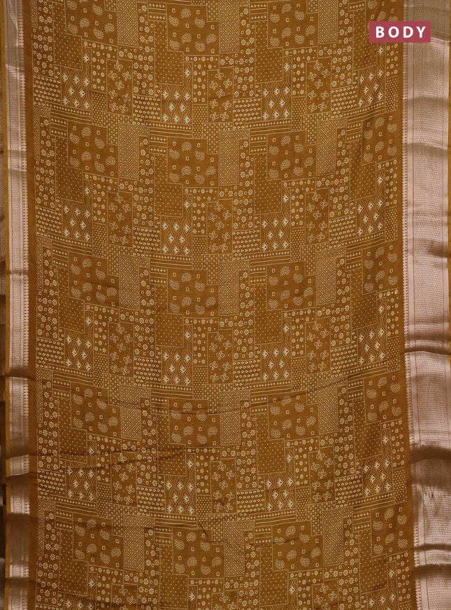 Semi dola pack of 5 multi colour with allover prints and zari woven border