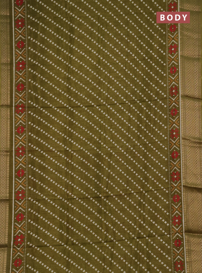 Semi dola pack of 5 multi colour with allover ikat prints and zari woven border