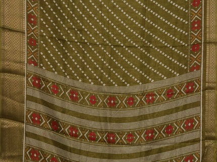 Semi dola pack of 5 multi colour with allover ikat prints and zari woven border
