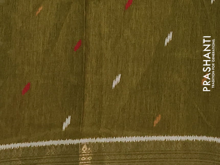 Semi dola pack of 5 multi colour with allover ikat prints and zari woven border