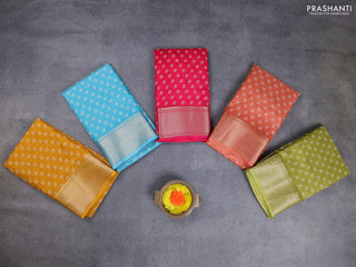 Semi dola pack of 5 multi colour with allover bandhani butta prints and zari woven border