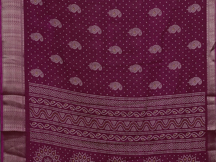 Semi dola pack of 5 multi colour with allover bandhani butta prints and zari woven border