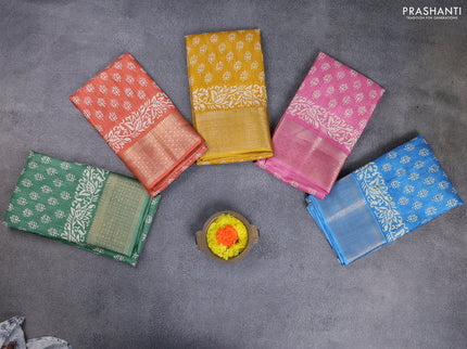 Semi dola pack of 5 multi colour with allover butta prints and zari woven border