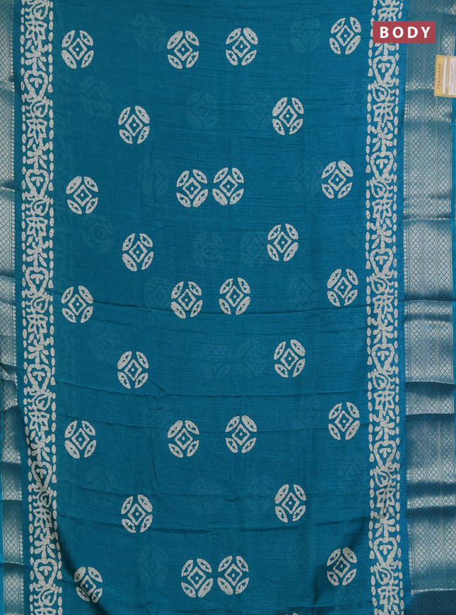 Semi dola pack of 5 multi colour with allover batik butta prints and zari woven border