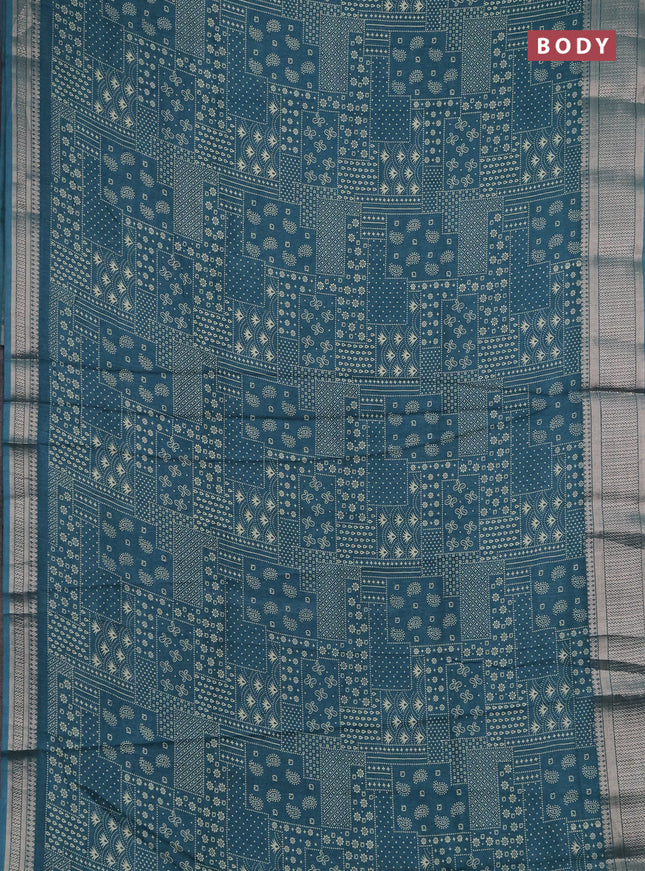 Semi dola pack of 5 multi colour with allover prints and zari woven border