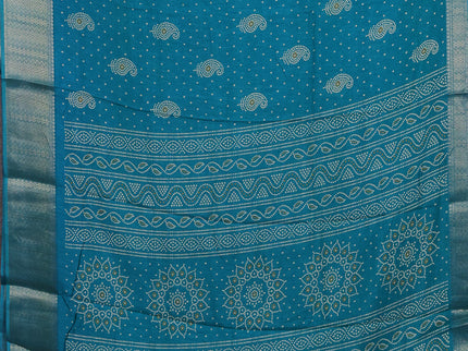 Semi dola pack of 5 multi colour with allover bandhani butta prints and zari woven border