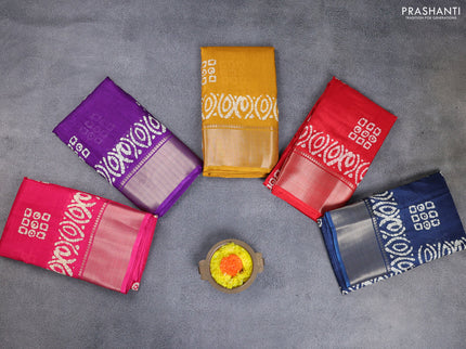 Semi dola pack of 5 multi colour with allover batik butta prints and zari woven border