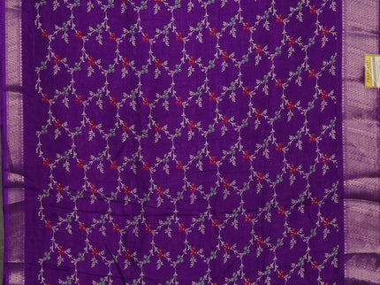 Semi dola pack of 5 multi colour with allover floral prints and zari woven border