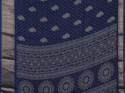 Semi dola pack of 5 multi colour with allover bandhani butta prints and zari woven border