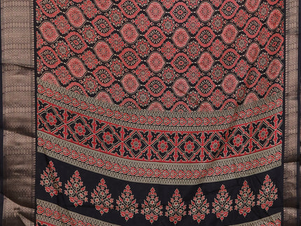 Semi dola pack of 5 multi colour with allover ajrakh prints and zari woven border