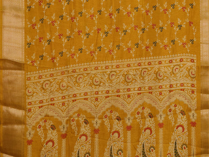 Semi dola pack of 5 multi colour and multi design with allover prints and zari woven border