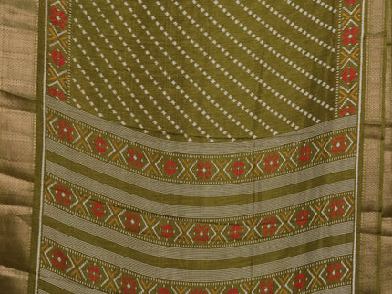Semi dola pack of 5 multi colour and multi design with allover prints and zari woven border