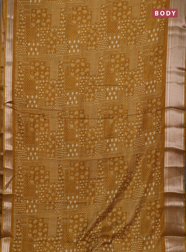 Semi dola pack of 5 multi colour and multi design with allover prints and zari woven border