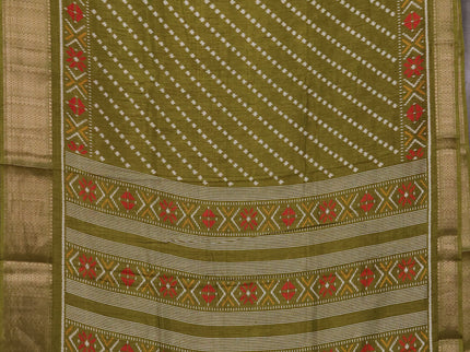 Semi dola pack of 5 multi colour and multi design with allover prints and zari woven border