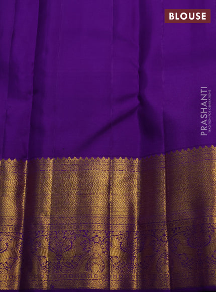 Pure kanchipuram silk saree violet with allover zari woven brocade weaves and long rich zari woven border