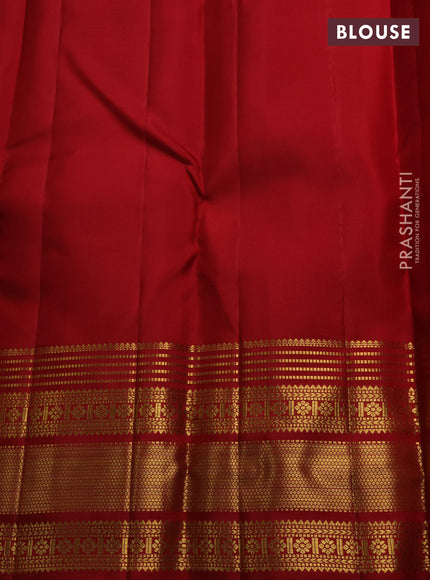 Pure kanchipuram silk saree red with allover zari woven brocade weaves and long rich zari woven border