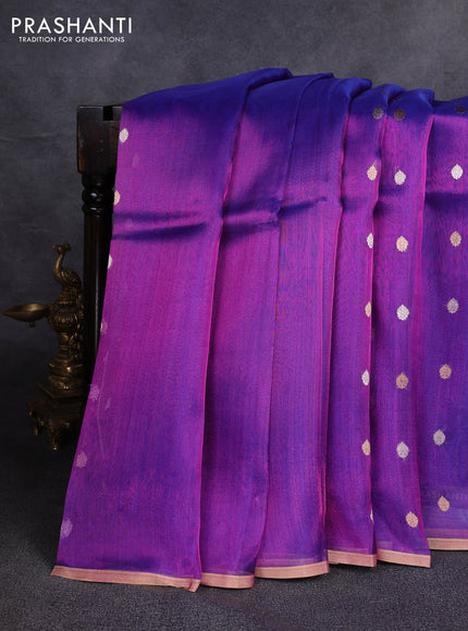 Banarasi tissue silk saree purple with allover zari woven buttas and zari woven piping border