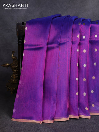 Banarasi tissue silk saree purple with allover zari woven buttas and zari woven piping border