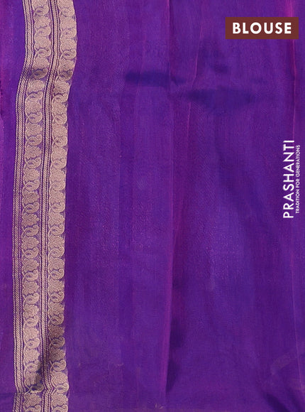 Banarasi tissue silk saree purple with allover zari woven buttas and zari woven piping border