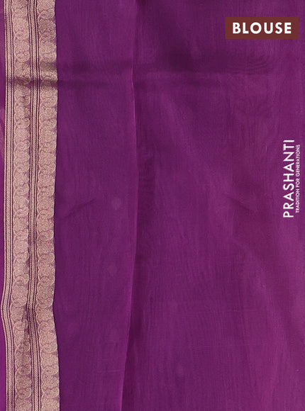 Banarasi tissue silk saree purple with allover zari woven buttas and zari woven piping border