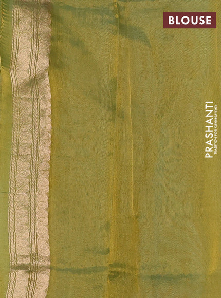 Banarasi tissue silk saree light green with allover silver & zari woven buttas and zari woven piping border
