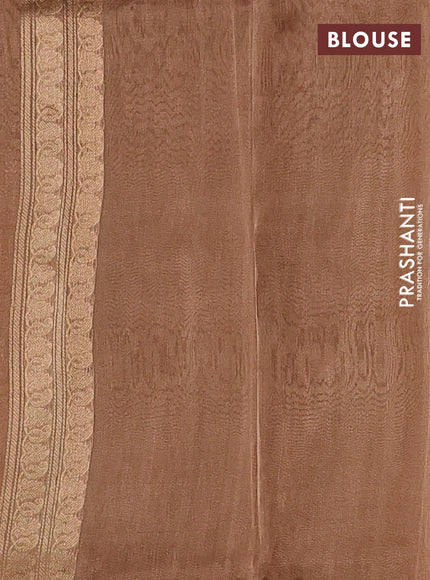Banarasi tissue silk saree peach shade with allover silver & zari woven buttas and zari woven piping border