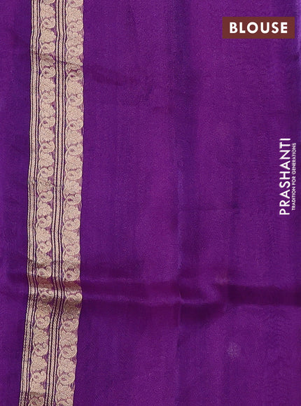 Banarasi tissue silk saree purple with allover silver & zari woven buttas and zari woven piping border