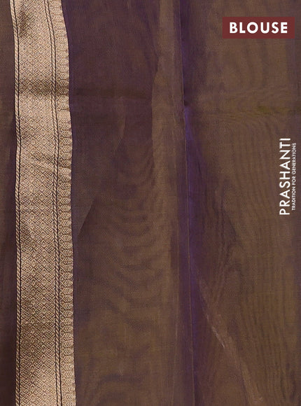Banarasi tissue silk saree dual shade of mehendi green with allover silver & zari woven buttas and zari woven piping border