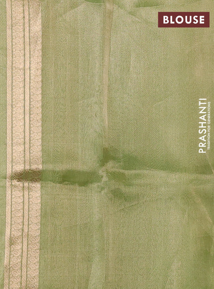 Banarasi tissue silk saree light green with allover silver & zari woven buttas and zari woven piping border