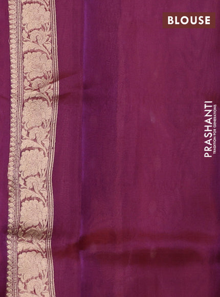 Banarasi tissue silk saree dual shade of purple with allover silver & zari woven buttas and zari woven piping border