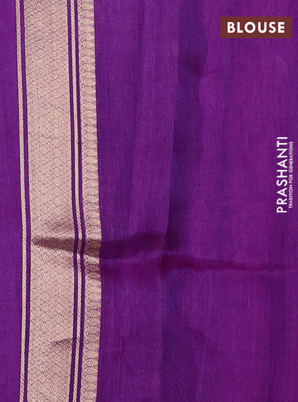Banarasi tissue silk saree purple with allover silver & zari woven buttas and zari woven piping border