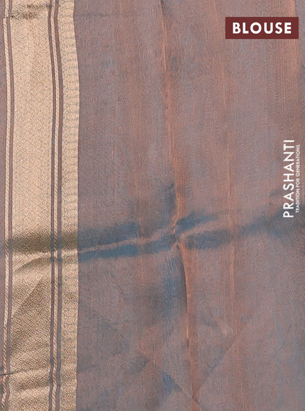 Banarasi tissue silk saree dual shade of blue with allover silver & zari woven buttas and zari woven piping border