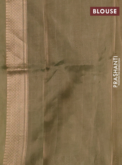 Banarasi tissue silk saree light green with allover silver & zari woven buttas and zari woven piping border