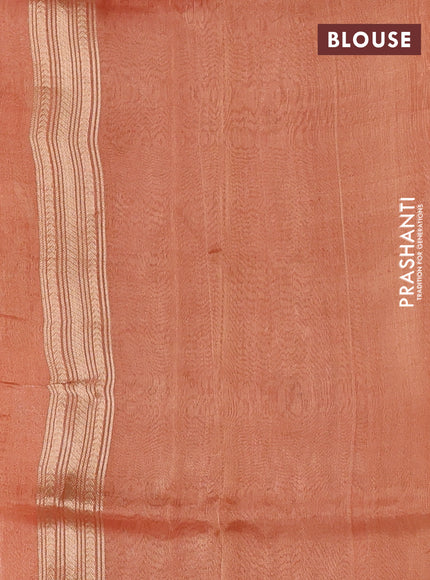 Banarasi tissue silk saree dual shade orange with allover silver & zari woven buttas and zari woven piping border