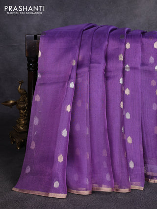 Banarasi tissue silk saree lavender with allover silver & zari woven buttas and zari woven piping border