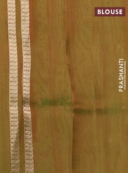Banarasi tissue silk saree light green with allover silver & zari woven buttas and zari woven piping border
