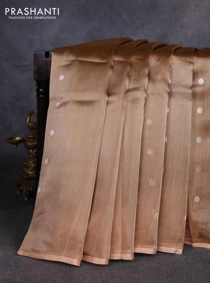 Banarasi tissue silk saree gold with allover silver & zari woven buttas and zari woven piping border