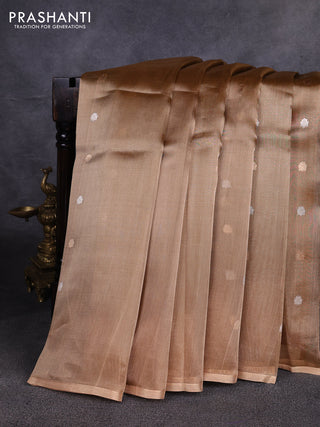 Banarasi tissue silk saree gold with allover silver & zari woven buttas and zari woven piping border