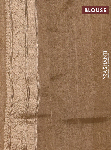 Banarasi tissue silk saree gold with allover silver & zari woven buttas and zari woven piping border