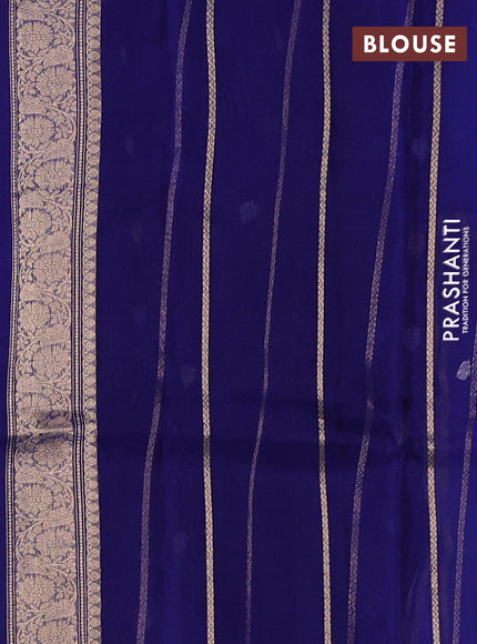 Banarasi tissue silk saree blue with allover silver & zari woven buttas and zari woven piping border