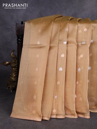 Banarasi tissue silk saree gold with allover silver & zari woven buttas and zari woven piping border